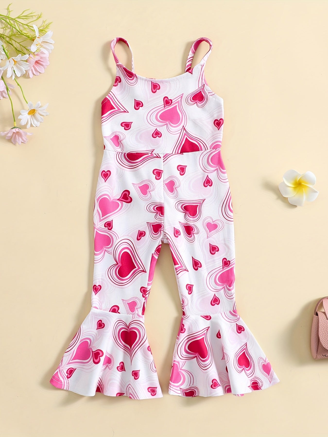 Heart Print Cami Jumpsuit for Toddler Girls