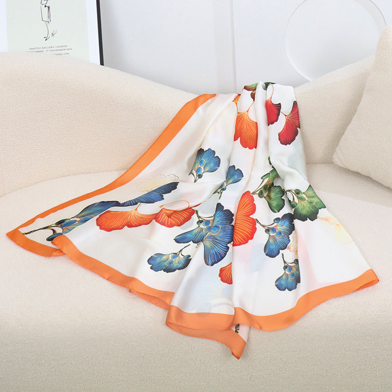 Ethnic Wind Leaf Scarf Women's Colorful Retro Warm Scarf