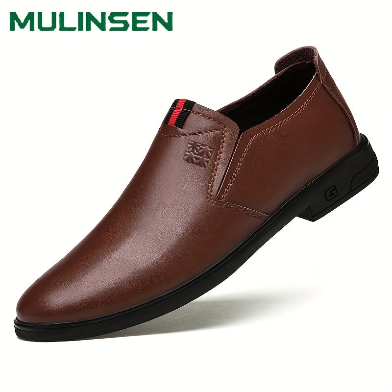 Men's No Tie Leather Slip On Shoes Smart Casual Outdoor Walking Shoes