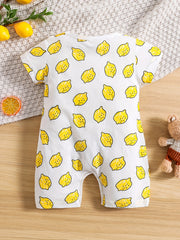 Summer Lemon Printed Cotton Jumpsuit for Infants