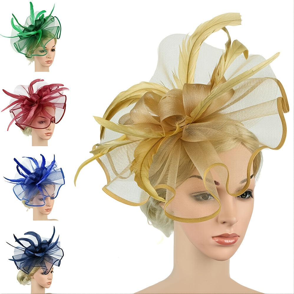 Feather Flower Hair Hat Women Tea Party Headband Fascinator Wedding Cocktail