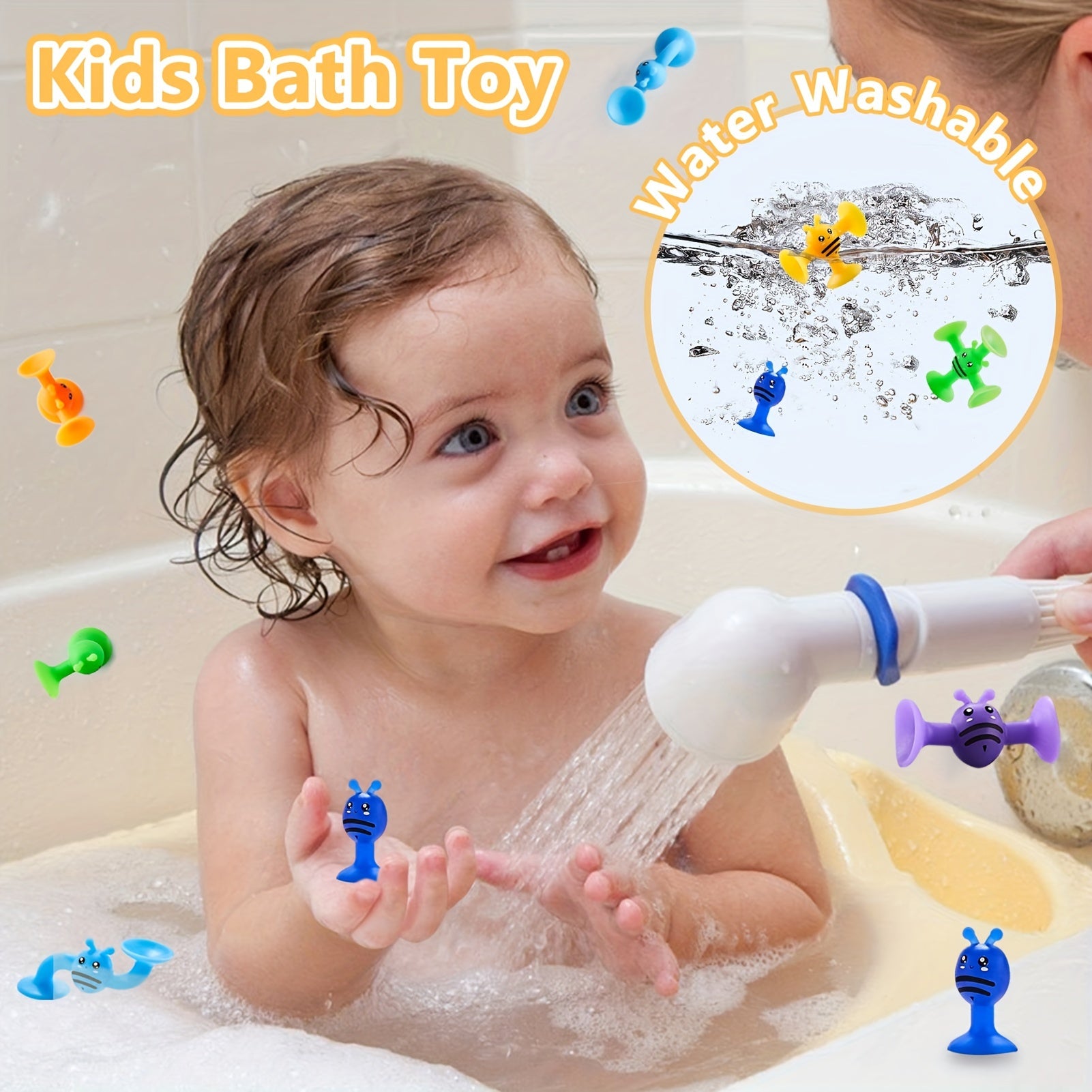 Baby Suction Toys Kids Bath Toys 40 Pieces Toddler Silicone Shower Building Toys