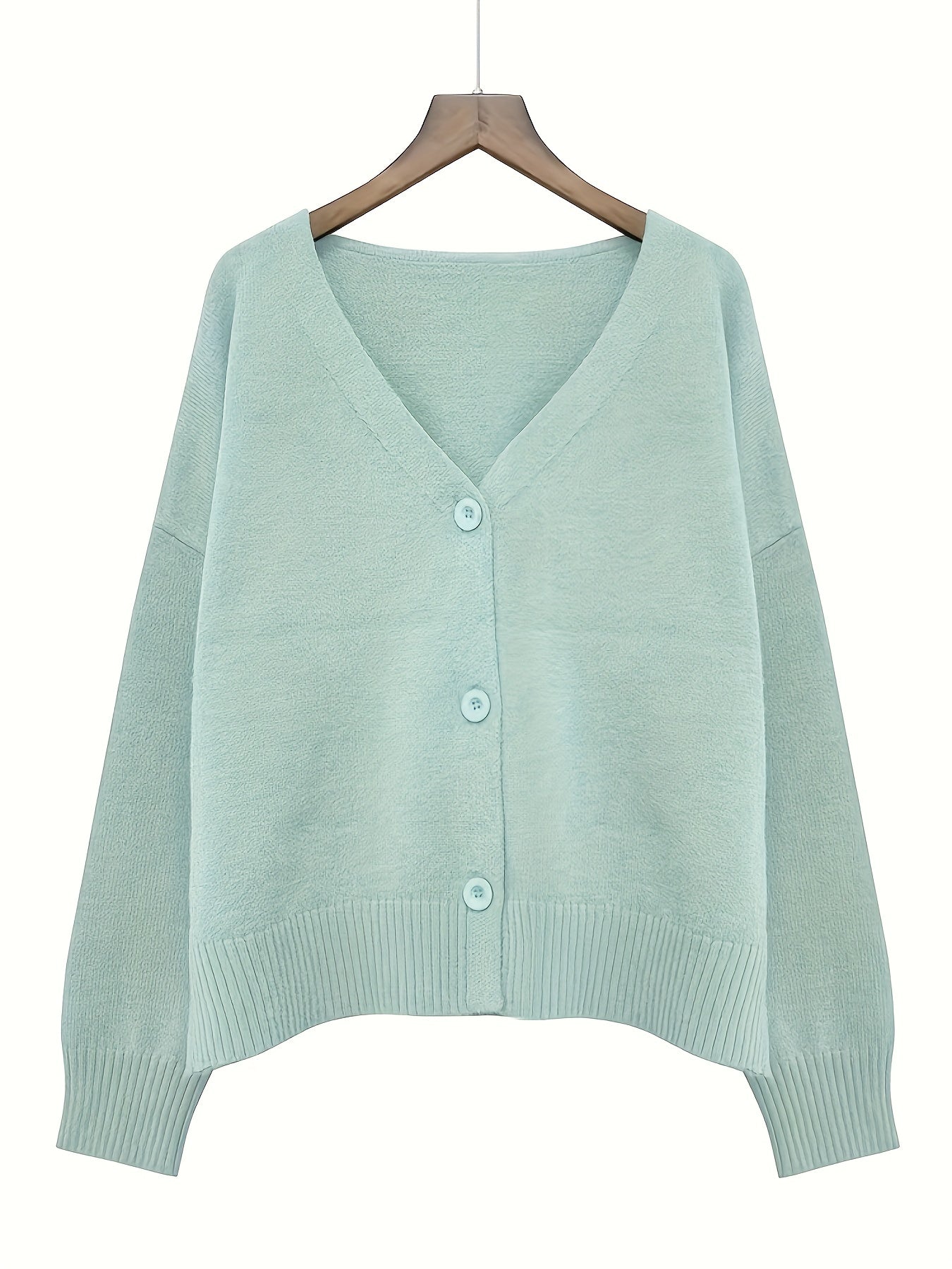 Solid Button Up Cardigan Casual V Neck Long Sleeve Cardigan