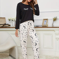 Starry Print Pajamas Set Long Sleeve Top & Pants