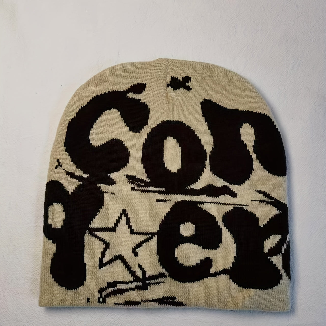 Double Y2K Beanie Unisex Hip Hop Knit Hat Letter Jacquard Warm Skull Cap