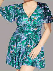 Women's Plus Size Tropical Print Tankini Set