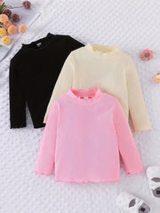 3pcs Baby Girl's Ruffled Long Sleeve Tops Blouse