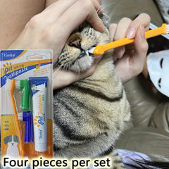 Dual Headed Pet Toothbrush Set for Dogs and Cats Finger Brush Included