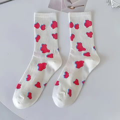 3 Pairs Heart & Leopard Print Socks Mid Tube Women's Stockings