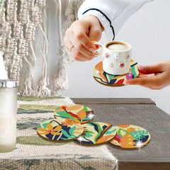 9pcs Leaves Rhinestone Coasters with Holder DIY Art Craft Supply