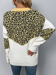 Leopard Print V Neck Sweater