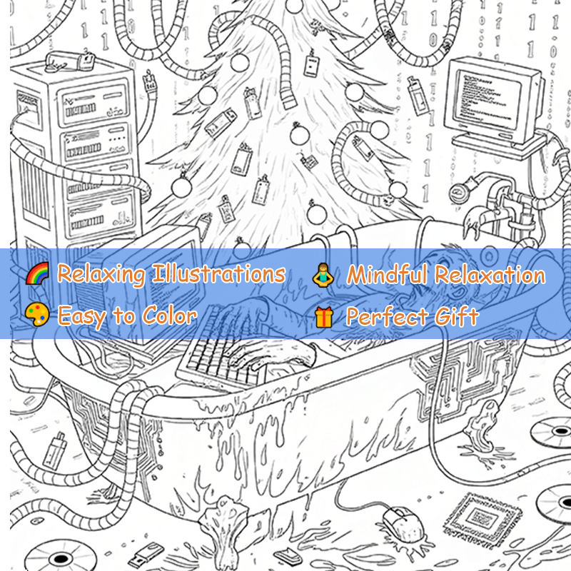 Dark Goth Christmas Adult Coloring Book - Terrifying Santa Holiday Scene