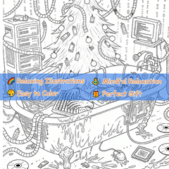 Dark Goth Christmas Adult Coloring Book - Terrifying Santa Holiday Scene