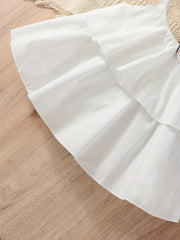 Girls Ruffled Cami Top & Striped Bow Belt Shorts Set