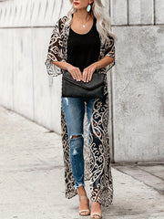 Tribal Print Boho Cover Up Maxi Kimono
