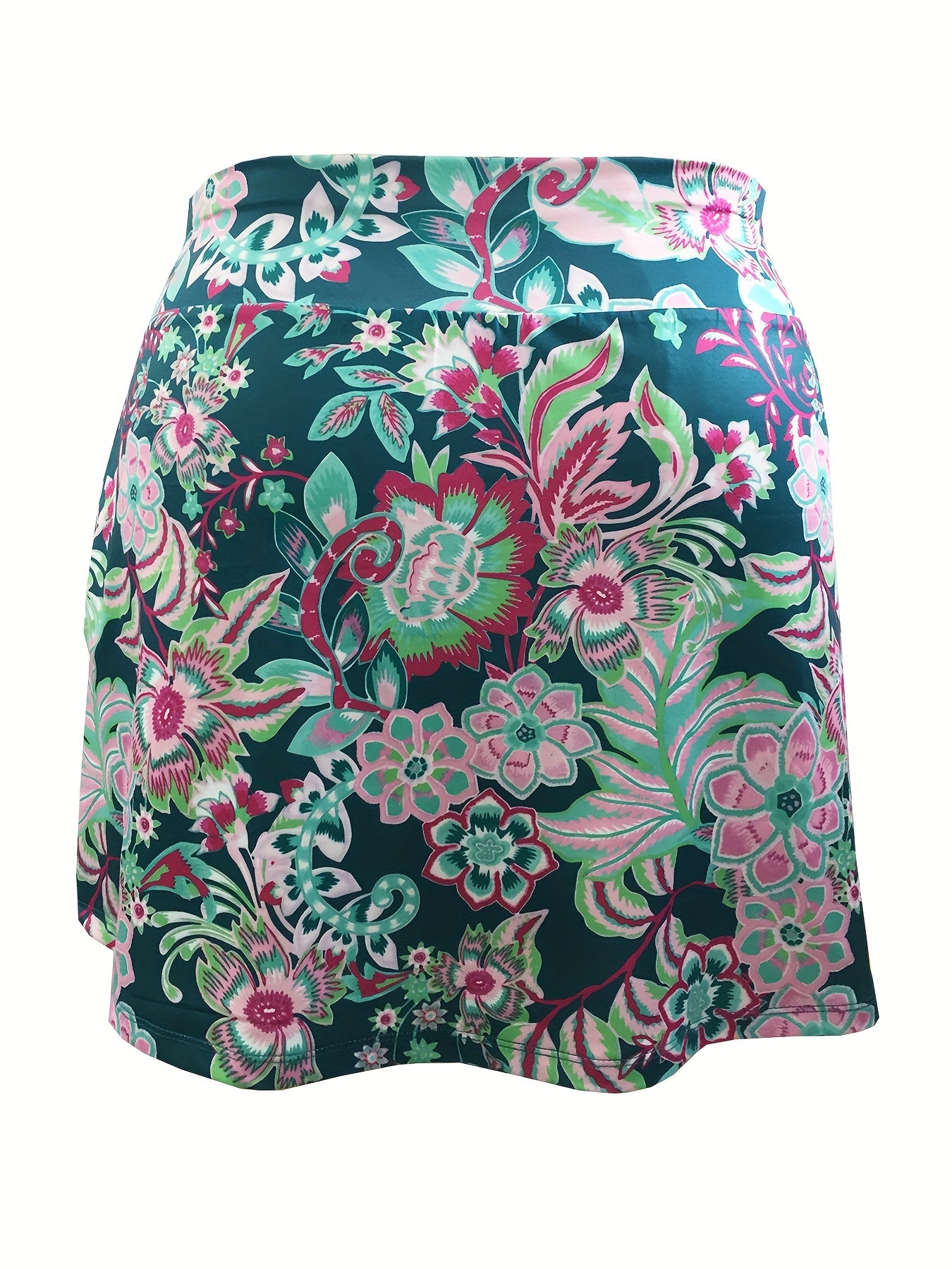 Floral Print Plus Size Sports Skirt With Pockets