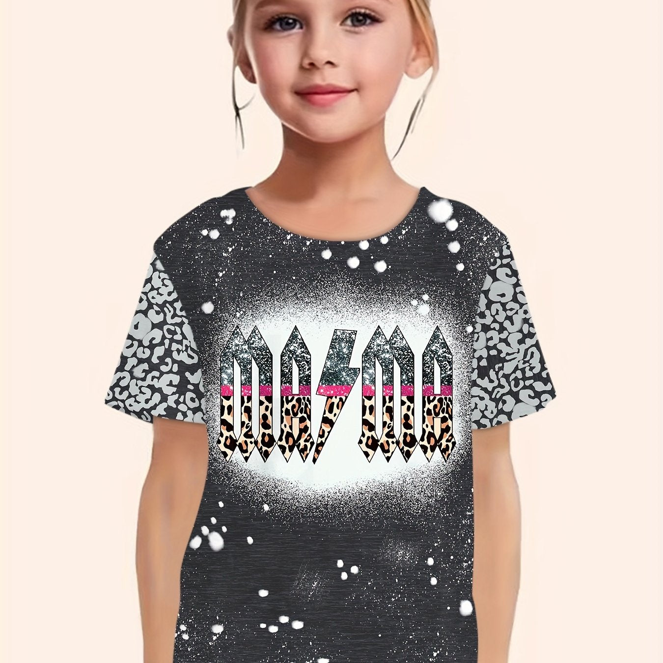 Leopard Print Graphic T-Shirt for Girls