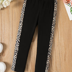 Leopard Taping Colorblock Stretch Pants Regular Fit Casual Pants