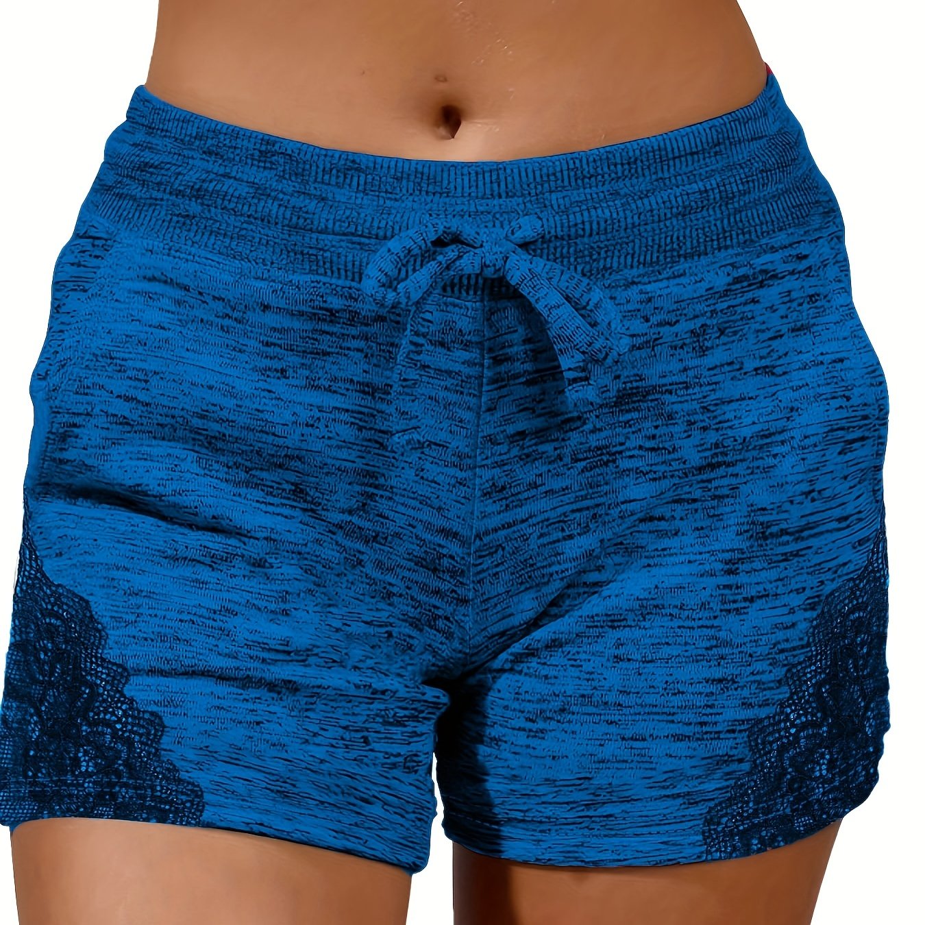Lace Contrast Summer Loose Shorts Casual Pockets Beach Shorts