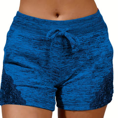 Lace Contrast Summer Loose Shorts Casual Pockets Beach Shorts