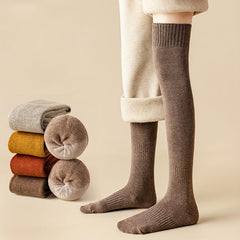 2 Pairs Women's Thicken Knee Socks Plus Cashmere Warm Stockings