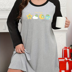 Frog Graphic Raglan Sleeve Stretch Nightdress