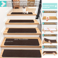 15pcs Non Slip Stair Treads Non Skid Safety Rug Slip Resistant Indoor Runner