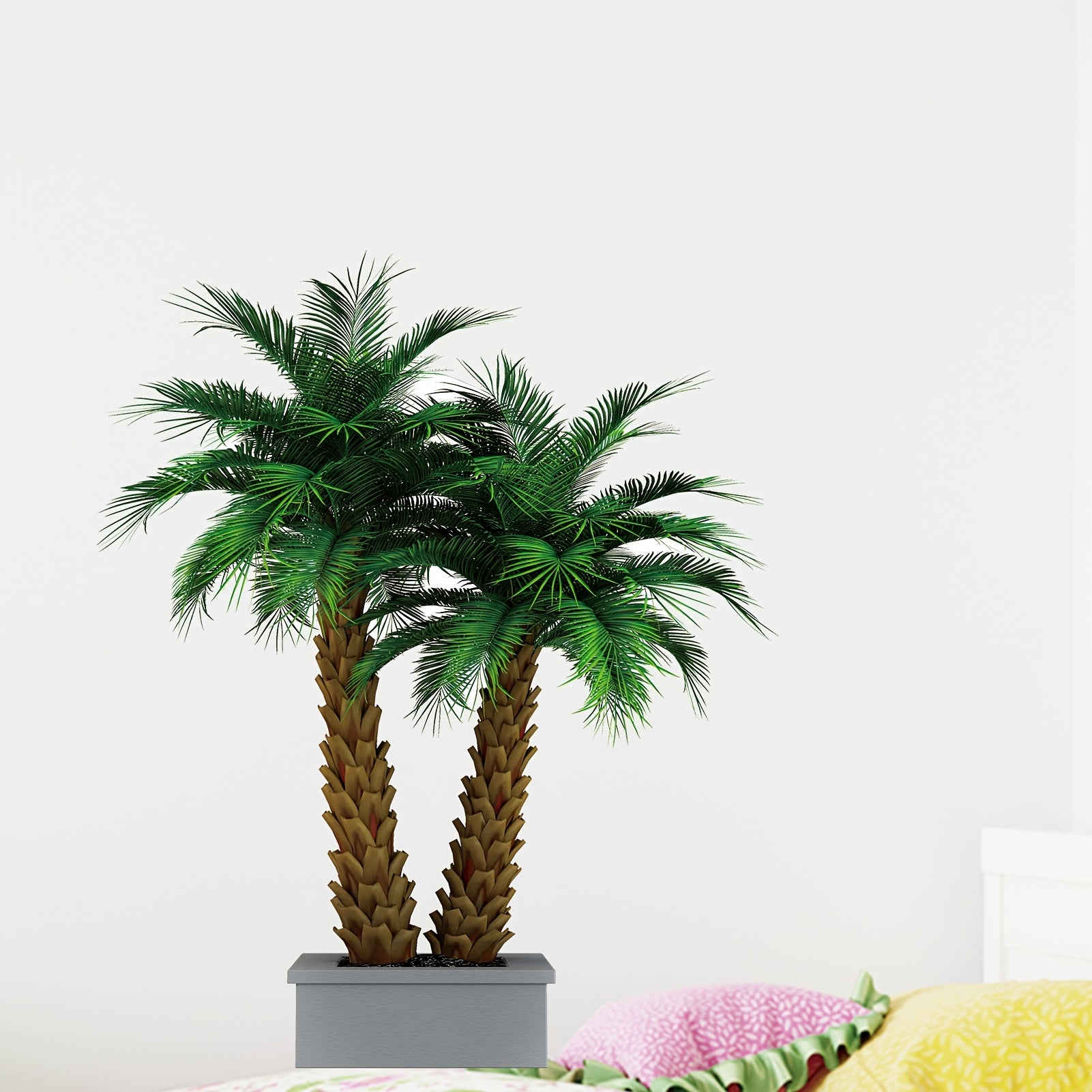 Green Pot Plants Leaves Wall Decal Tropical Potted Plants Wall Sticker