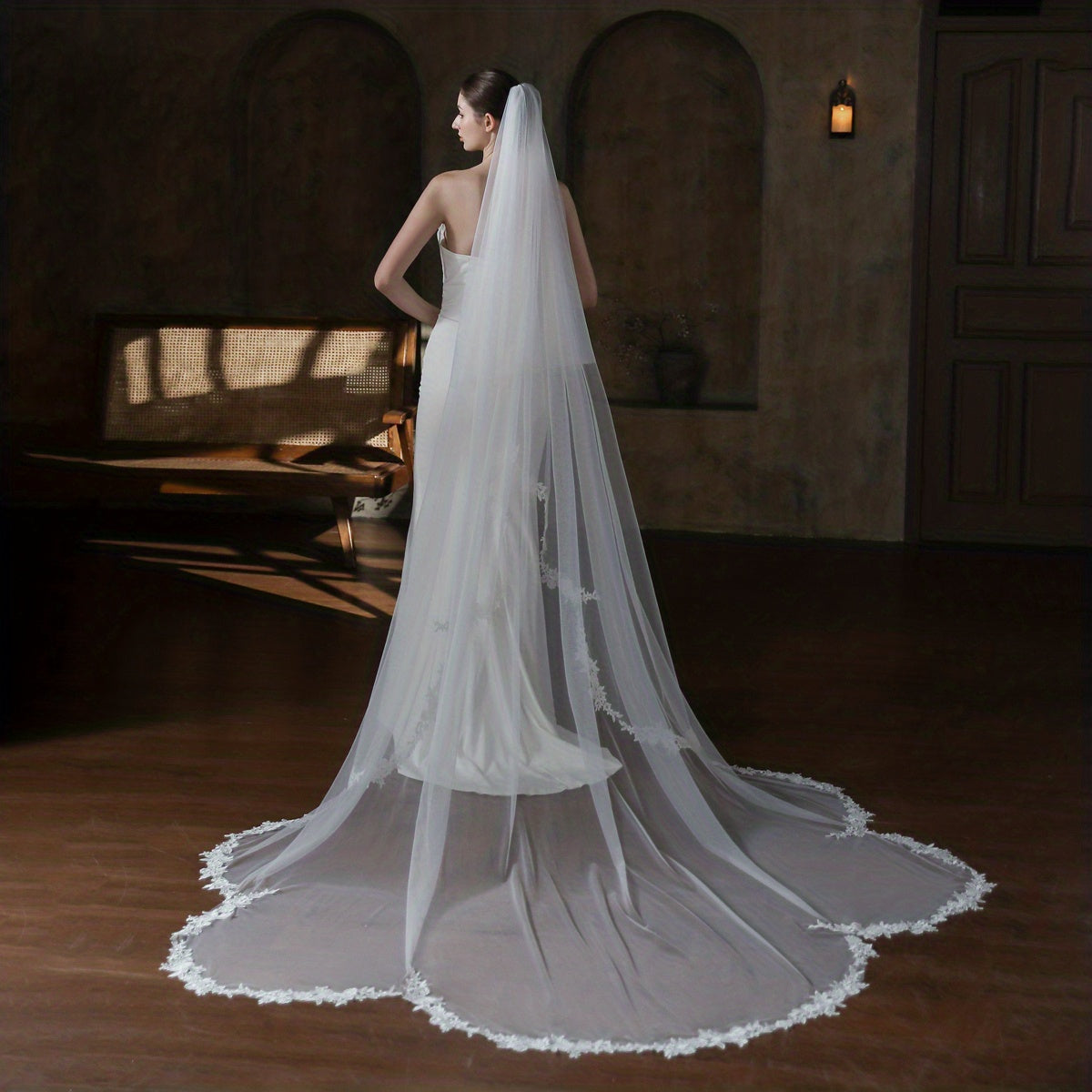 Double Layer Head Veil with Comb Bridal Wedding Hair Accessories