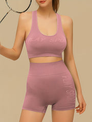 Racerback Tank Bra & High Waist Shorts Set