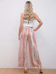 Striped High Waist Wide Leg Pants Women's Casual Spring Summer Pants