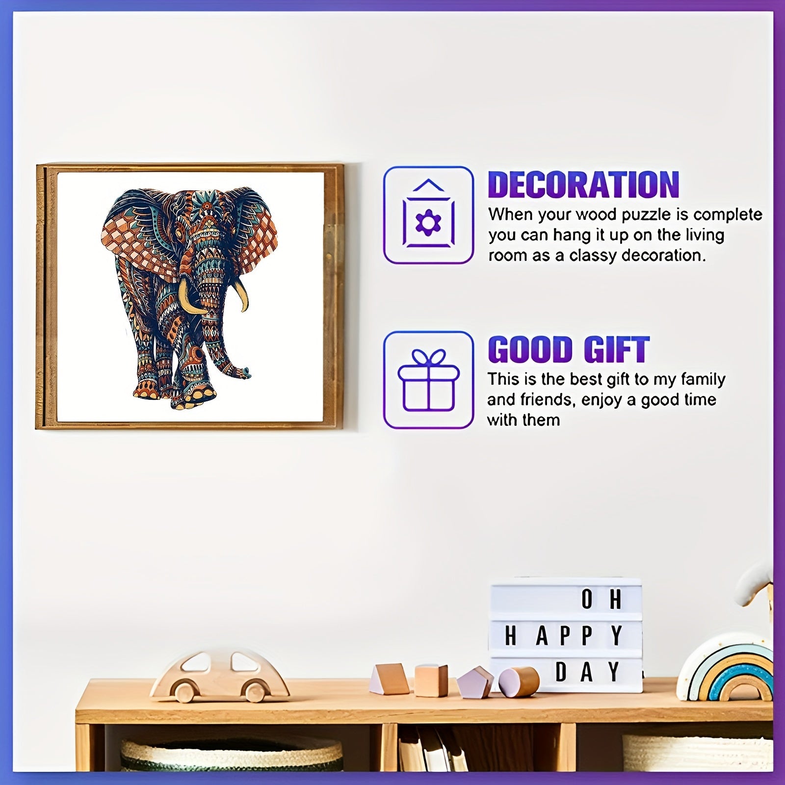 Elephant Wooden Jigsaw Puzzle Adult Decompression Unique Irregular Animal Shape