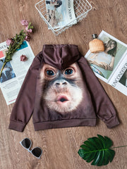 Funny Chimpanzee Boys Hooded Sweatshirt