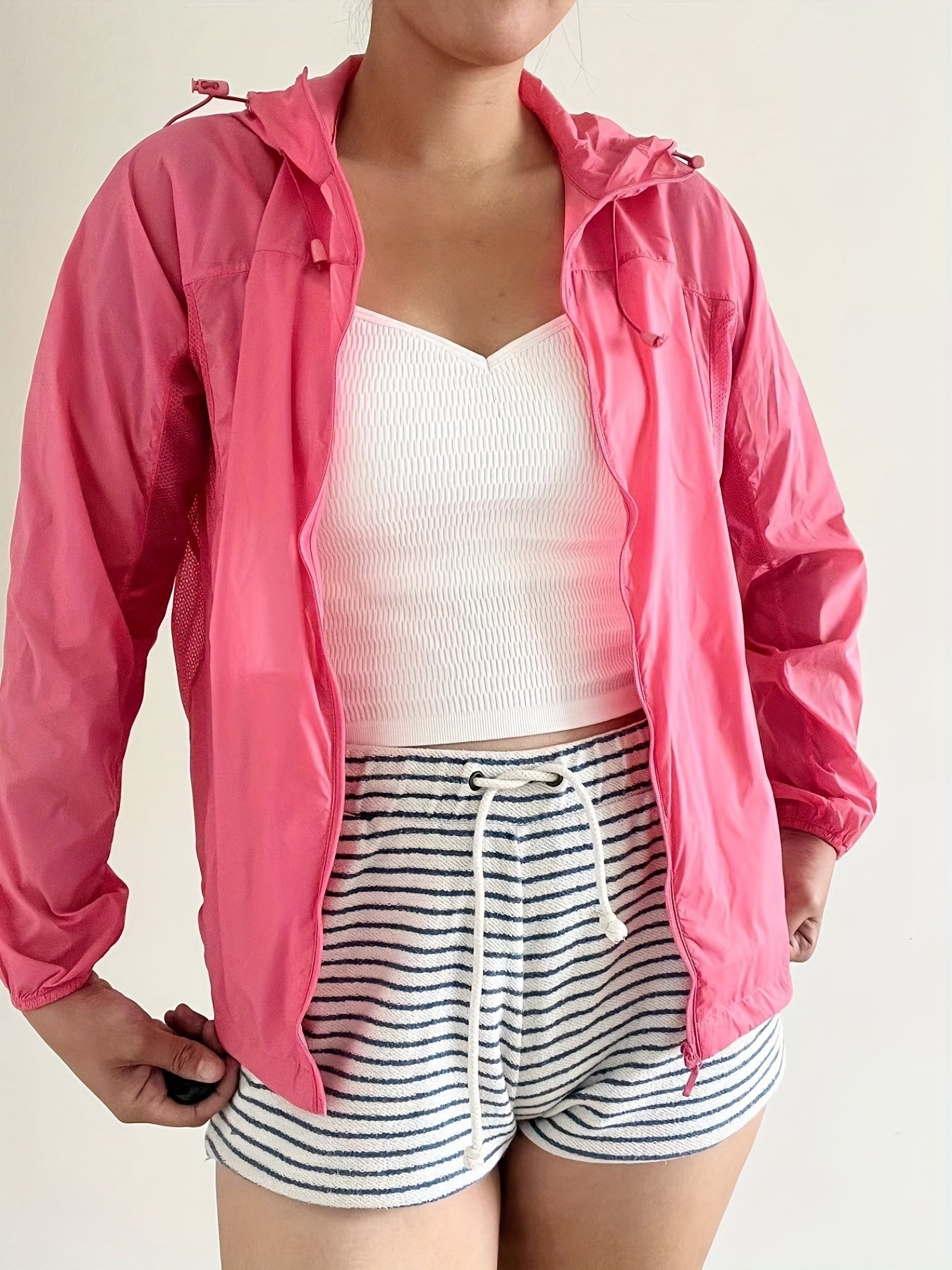 Women's Activewear Solid Sunscreen & Rainproof Jacket for Yoga