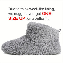 Women's Cozy Fuzzy Slipper Boots - Solid Slip On Indoor Shoes