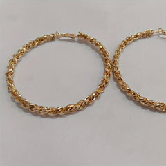 Exaggerated Spiral Hoop Earrings 18K Plated Circle Ear Jewelry Women
