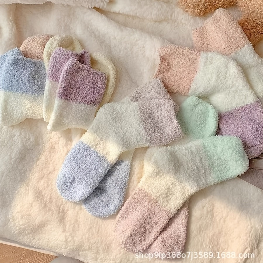 5 Pairs Thick Fluffy Slipper Socks Cozy Soft Warm Winter Women's Socks