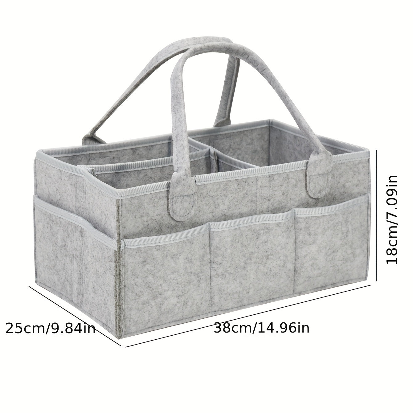 Grey Felt Cloth Mommy Basket Diaper Bag Storage Box