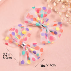 2pcs Girls Dots Prints Bow Hairpins Colorful Hair Clips