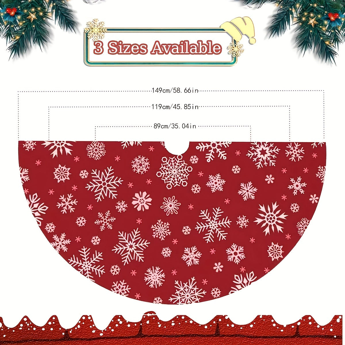 Red Christmas Tree Skirt Xmas Decoration Indoor Outdoor Holiday Decor