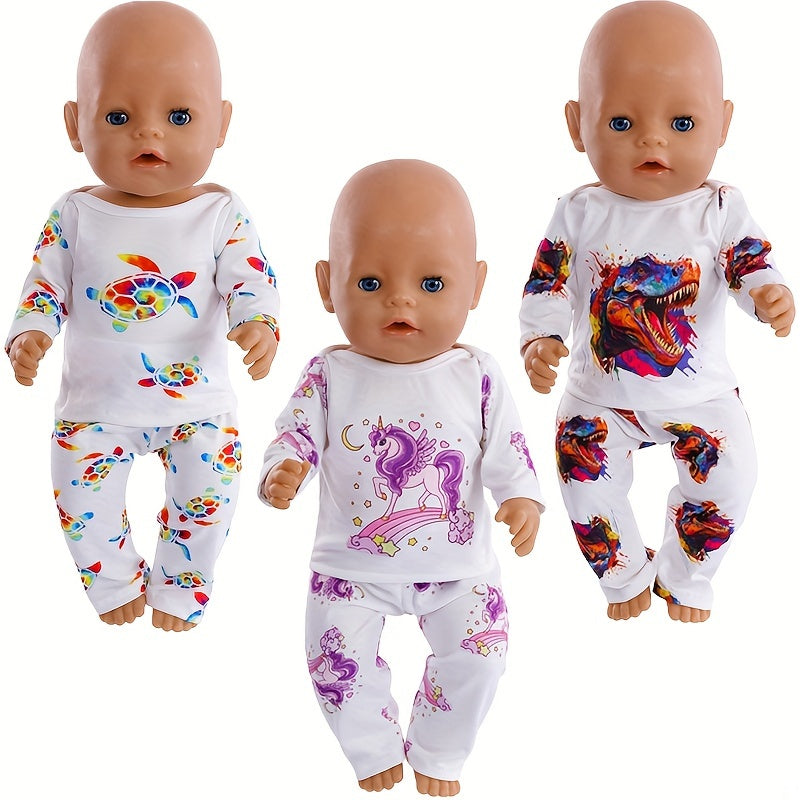 Newborn Doll Pajamas Set for 17-18 inch Dolls, Ages 3-6