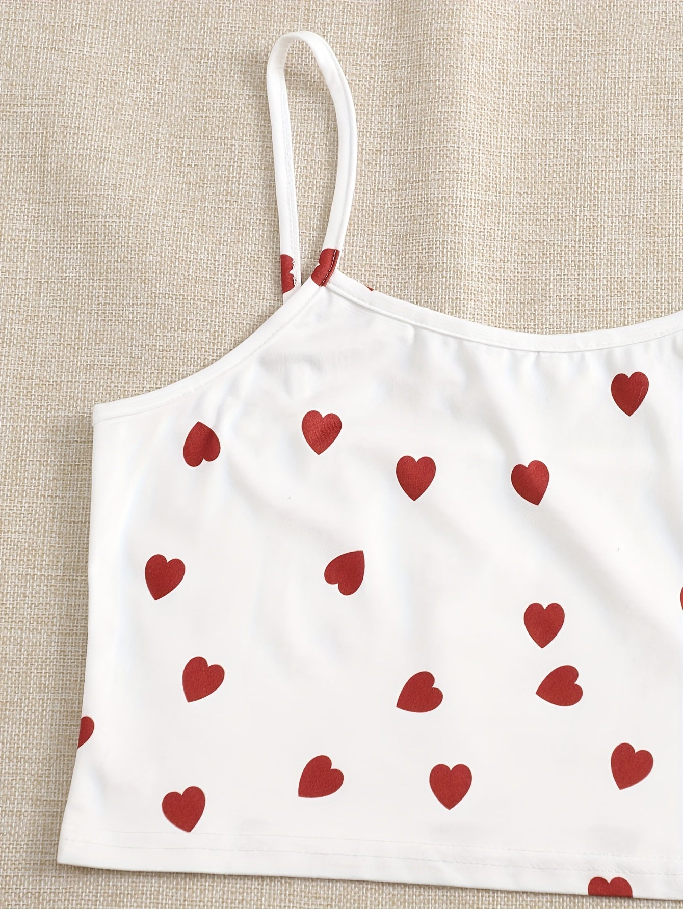 Heart Print Cami Top & Shorts & Pants 3 Piece Set