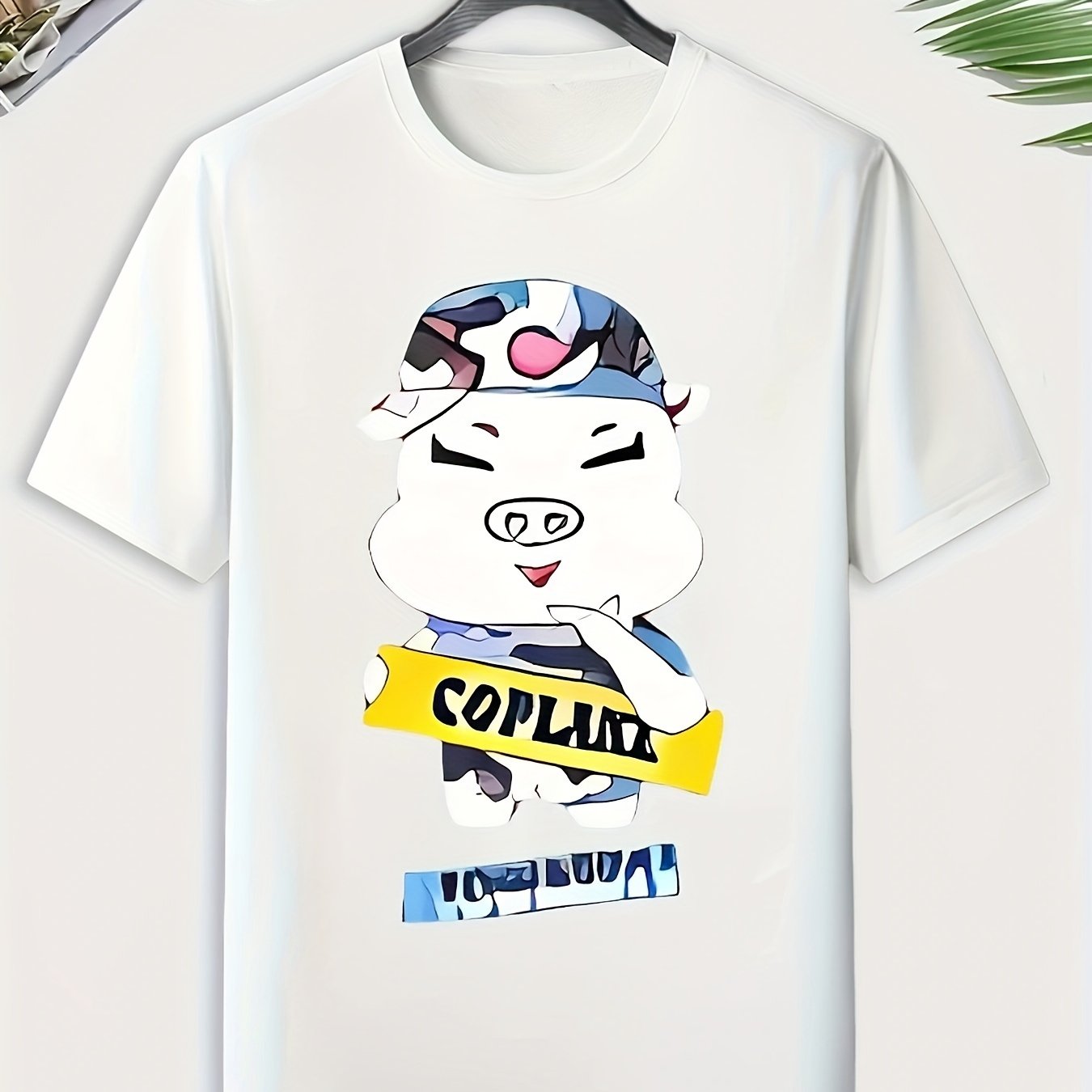 Pig Print Men's Graphic T-shirt for Summer