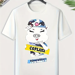 Pig Print Men's Graphic T-shirt for Summer