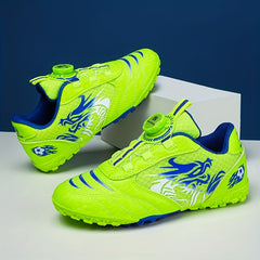 Boy's Solid Turf Football Boots with Rotating Buckle Outdoor Soccer Cleats