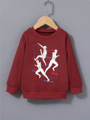 Sports Man Print Boys Sweatshirt Crew Neck Tops Kids Clothing
