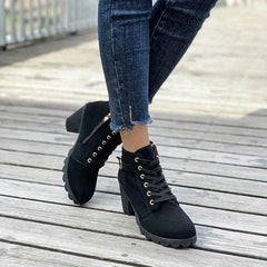Women's Lace-Up Block Heel Ankle Boots