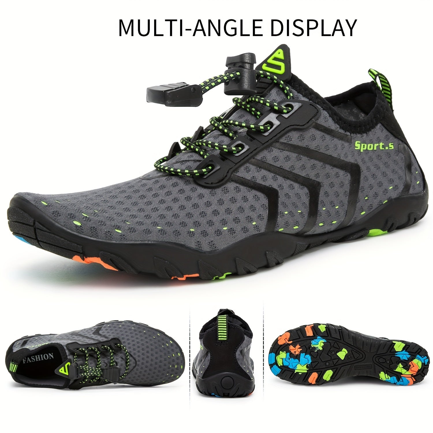 Men's No Tie Aqua Shoes Adjustable Draw String Hiking Trekking Shoes