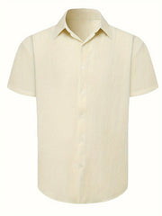 Men's Solid Short Sleeve Shirt for Summer
