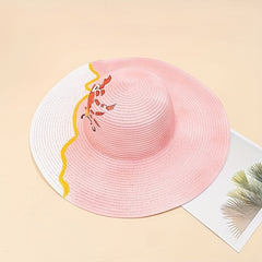 Hand Painted Sun Hat Wide Brim Sea Beach Graffiti Straw Hat